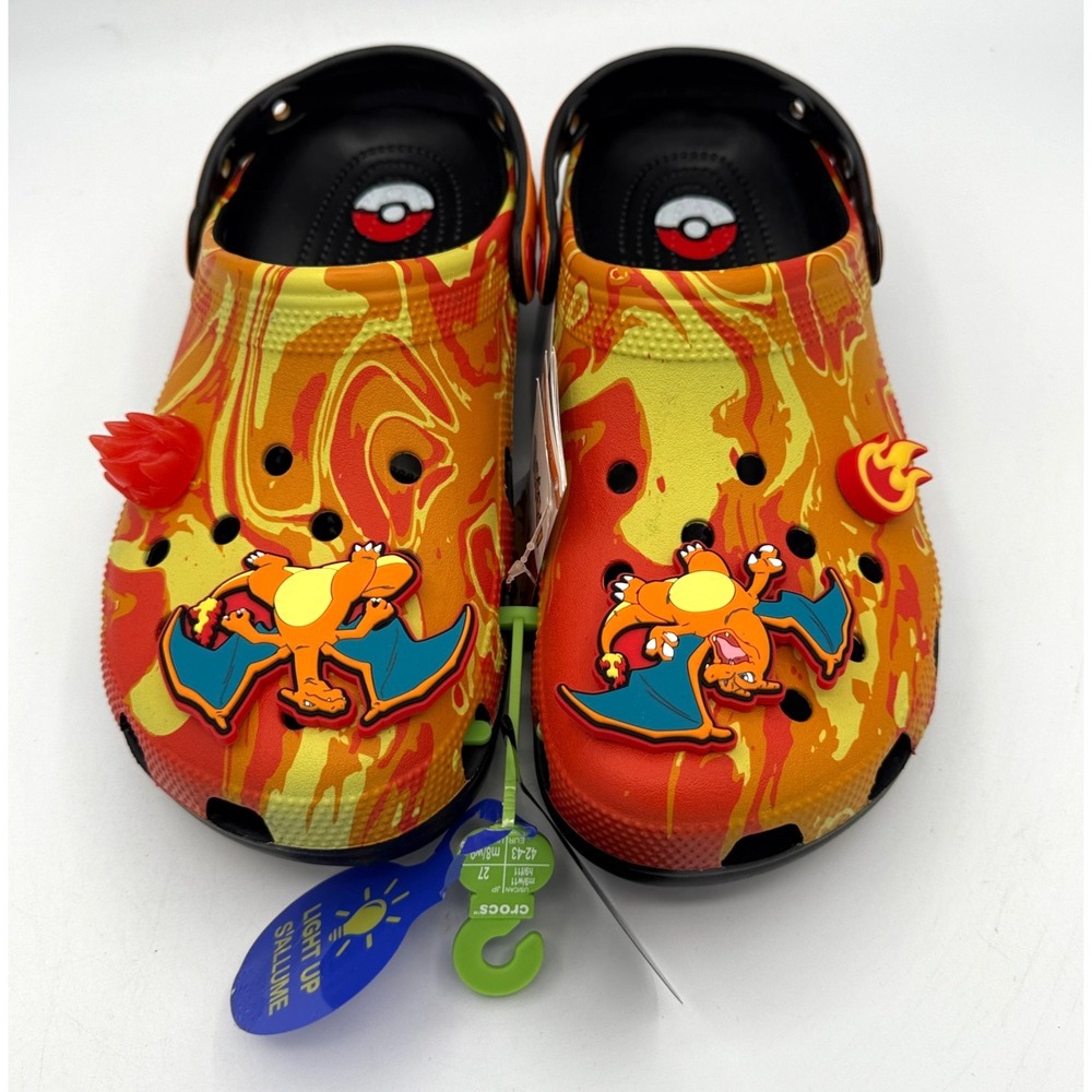Crocs Pokemon Charizard Shoes Men Size 9 Orange Yellow Classic Clog 210242-001